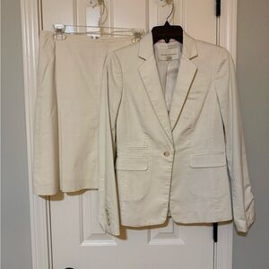Banana Republic Ivory Single-Button Notch Lapel Blazer